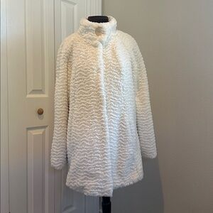 Johnston & Murphy Cream Faux Fur Coat